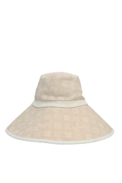 Blush monogram canvas wide-brim cloche bucket hat