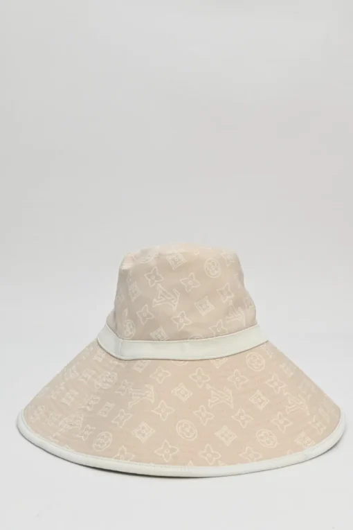 Blush monogram canvas wide-brim cloche bucket hat