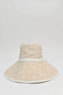Blush monogram canvas wide-brim cloche bucket hat