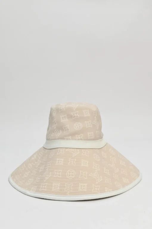 Blush monogram canvas wide-brim cloche bucket hat