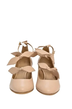 Blush polished calfskin Mike bow-embellished block heel Mary Jane pumps with buckle fastening