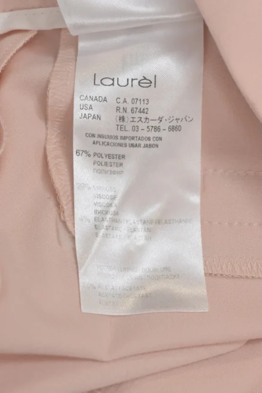Blush polyester-blend double breasted peak lapel tailored jacket and wide-leg trouser two-piece suit set