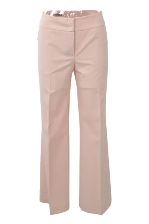 Blush polyester-blend double breasted peak lapel tailored jacket and wide-leg trouser two-piece suit set