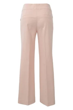 Blush polyester-blend double breasted peak lapel tailored jacket and wide-leg trouser two-piece suit set