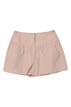 Blush polyester-blend pull-on wide-leg shorts