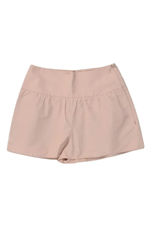 Blush polyester-blend pull-on wide-leg shorts