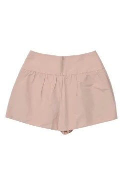 Blush polyester-blend pull-on wide-leg shorts