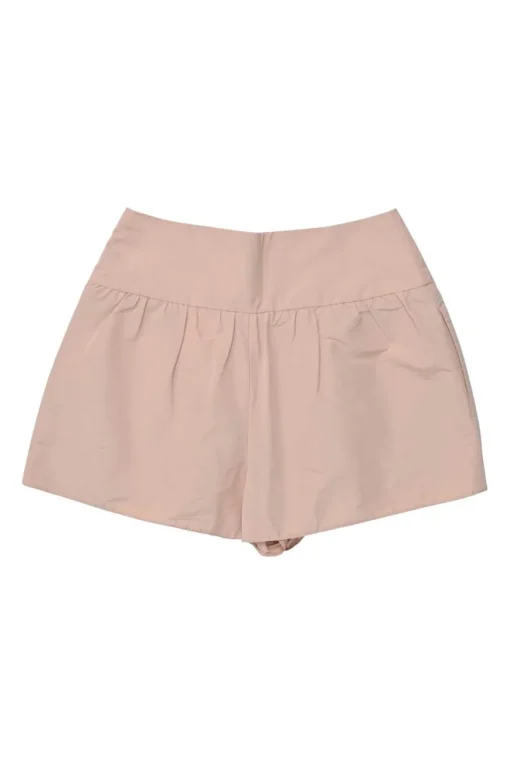 Blush polyester-blend pull-on wide-leg shorts