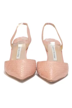 Blush python skin Carolyne 85 pointed-toe slingback pumps