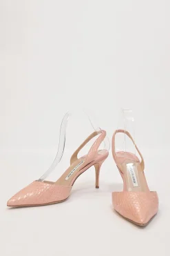 Blush python skin Carolyne 85 pointed-toe slingback pumps