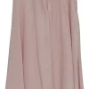 Blush silk chiffon pull-on A-line knee-length skirt with elasticated waistband