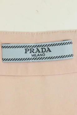 Blush silk chiffon pull-on A-line knee-length skirt with elasticated waistband