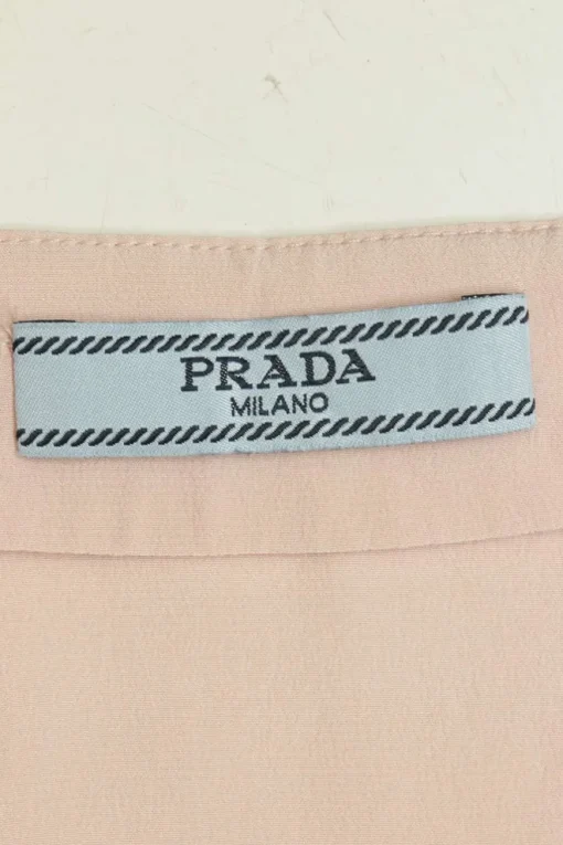 Blush silk chiffon pull-on A-line knee-length skirt with elasticated waistband