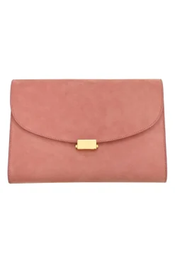 Blush suede envelope clutch