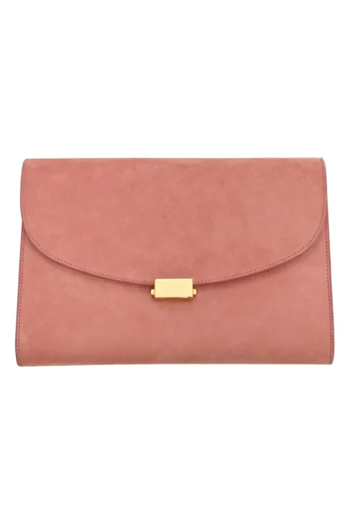 Blush suede envelope clutch