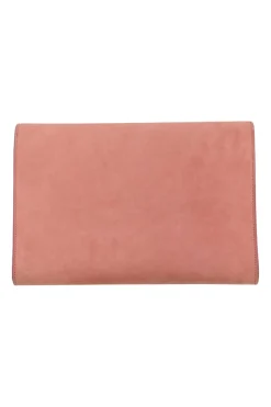Blush suede envelope clutch