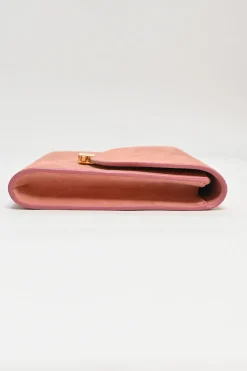 Blush suede envelope clutch