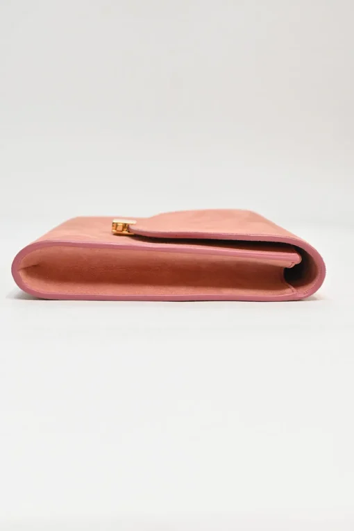 Blush suede envelope clutch