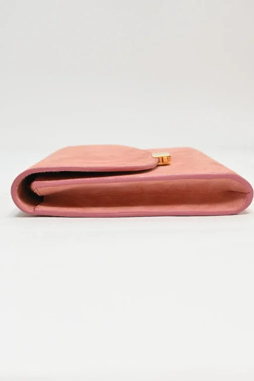 Blush suede envelope clutch