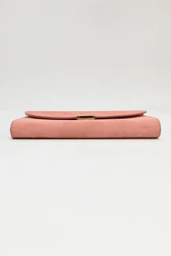 Blush suede envelope clutch