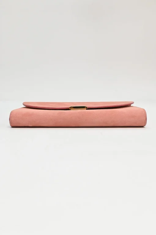 Blush suede envelope clutch