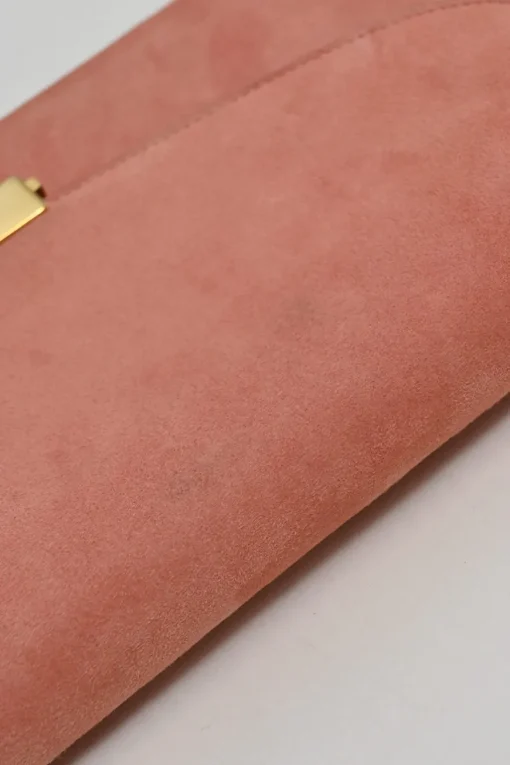 Blush suede envelope clutch