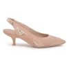 Blush technical fabric and patent leather Archlight pointed-toe slingback court pumps