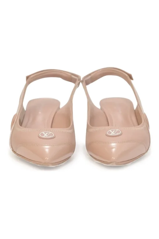 Blush technical fabric and patent leather Archlight pointed-toe slingback court pumps