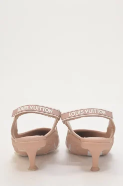 Blush technical fabric and patent leather Archlight pointed-toe slingback court pumps