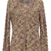 Blush wool-blend abstract knit twin set featuring crewneck tank top and button-front cardigan