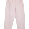 Blush wool-silk blend high-rise pleated crop tapered leg trousers