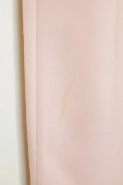 Blush wool-silk blend high-rise pleated crop tapered leg trousers