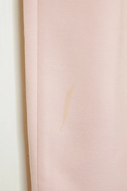 Blush wool-silk blend high-rise pleated crop tapered leg trousers
