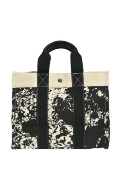 Bora Bora black and ecru printed canvas tote bag featuring Cheval Surprise motif
