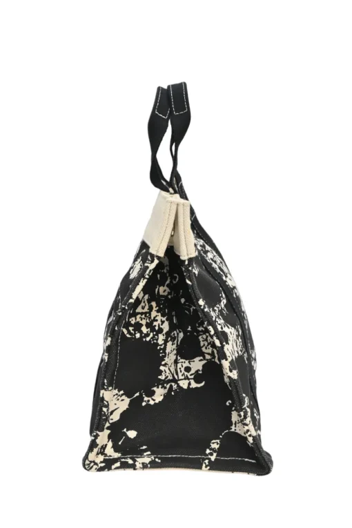 Bora Bora black and ecru printed canvas tote bag featuring Cheval Surprise motif