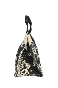Bora Bora black and ecru printed canvas tote bag featuring Cheval Surprise motif