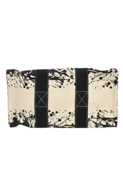 Bora Bora black and ecru printed canvas tote bag featuring Cheval Surprise motif