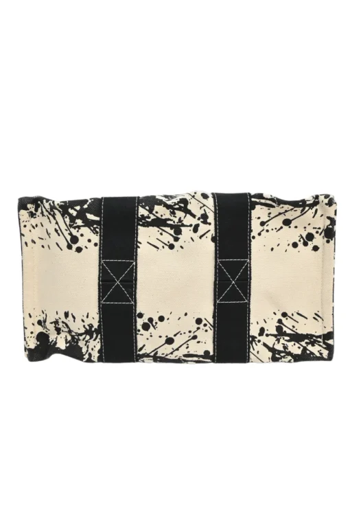 Bora Bora black and ecru printed canvas tote bag featuring Cheval Surprise motif