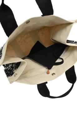 Bora Bora black and ecru printed canvas tote bag featuring Cheval Surprise motif