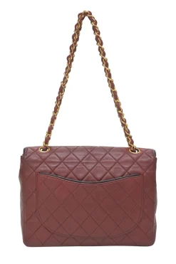 Bordeaux matelassé lambskin CC flap shoulder bag with with 24-karat gold-plated hardware