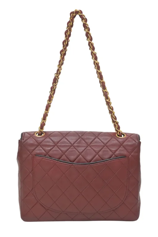 Bordeaux matelassé lambskin CC flap shoulder bag with with 24-karat gold-plated hardware