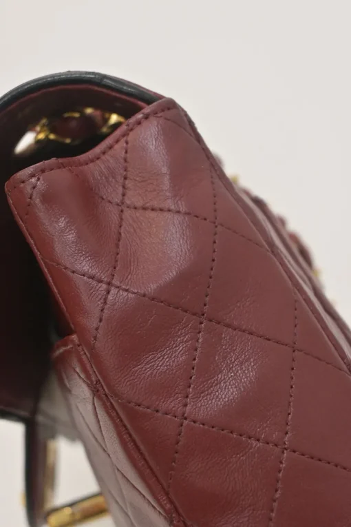 Bordeaux matelassé lambskin CC flap shoulder bag with with 24-karat gold-plated hardware