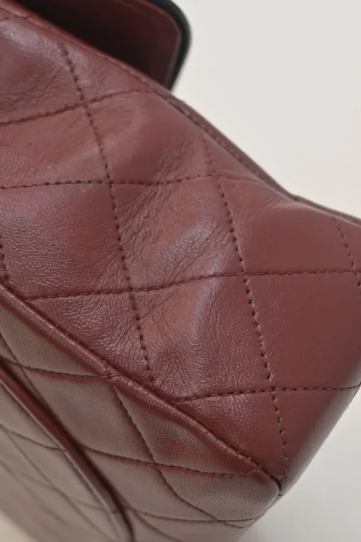 Bordeaux matelassé lambskin CC flap shoulder bag with with 24-karat gold-plated hardware