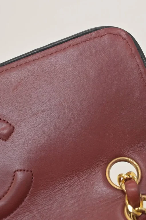 Bordeaux matelassé lambskin CC flap shoulder bag with with 24-karat gold-plated hardware