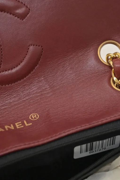 Bordeaux matelassé lambskin CC flap shoulder bag with with 24-karat gold-plated hardware
