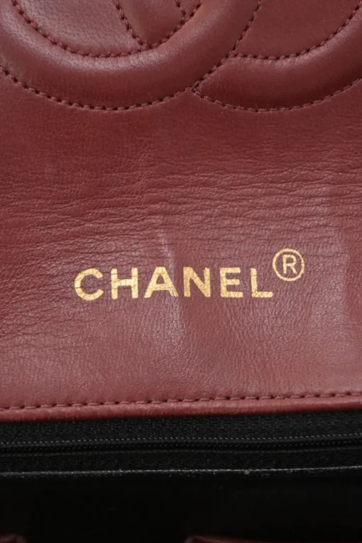 Bordeaux matelassé lambskin CC flap shoulder bag with with 24-karat gold-plated hardware