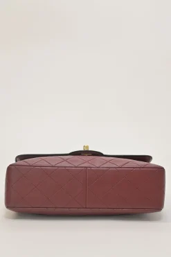 Bordeaux matelassé lambskin CC flap shoulder bag with with 24-karat gold-plated hardware