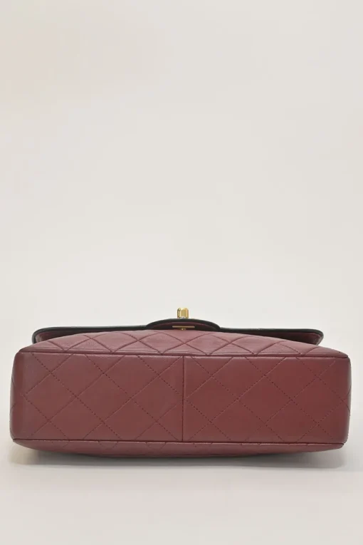 Bordeaux matelassé lambskin CC flap shoulder bag with with 24-karat gold-plated hardware