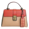 Bottega Veneta red and beige Piazza leather handbag