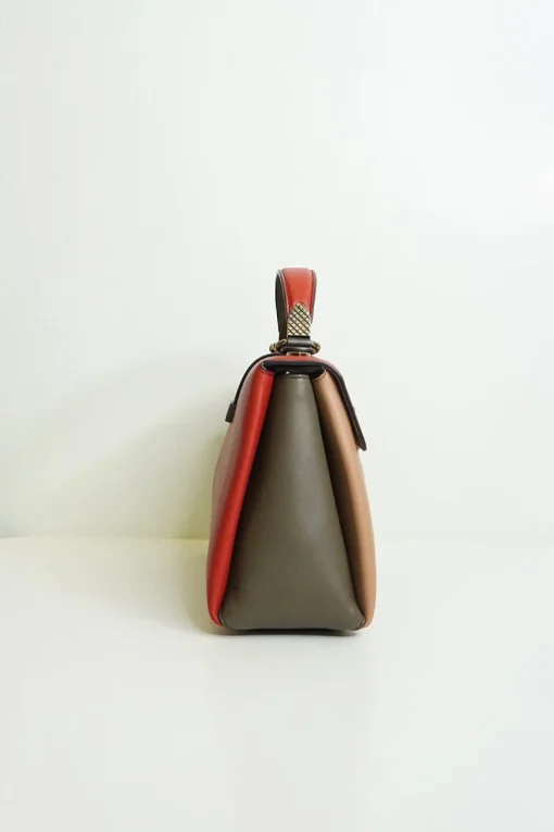 Bottega Veneta red and beige Piazza leather handbag